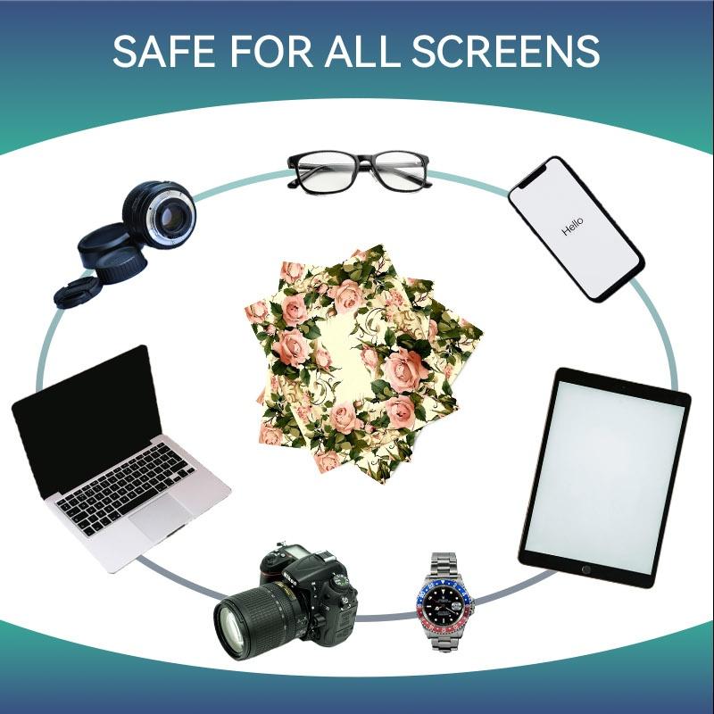 1/3/6/14pcs Multi - Spec Single - Sided Cleaning Cloth, Suitable for Camera Lenses, Eyeglasses, Home Care, with Pink Rose Pattern, Soft & Delicate, Elegant Vintage Style, Ideal for Daily Cleaning & Photography Equipment Maintenance