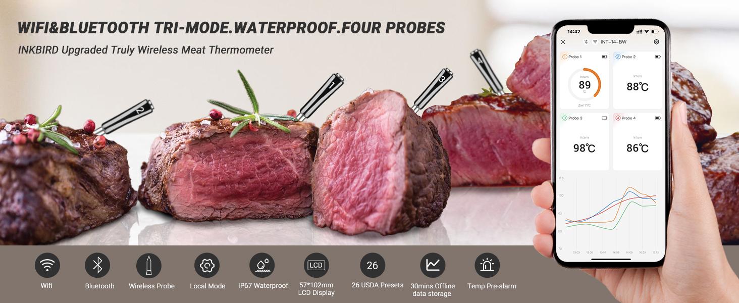 INKBIRD Wireless Meat Thermometer,Wifi Bluetooth Thermometer with 4 Probes,for Rotisserie Grill Oven,Waterproof,Kitchen Utensils ill Oven,Waterproof,Kitchen Utens TikTokShopHolidayHaul Kitchenware Cooking INKBIRD Wireless Meat Thermometer,Wifi Bluetooth Thermometer with 4 Probes,for Rotisserie Grill Oven,Waterproof,Kitchen Utensils ill Oven,Waterproof,Kitchen Utens TikTokShopHolidayHaul Kitchenware Cooking