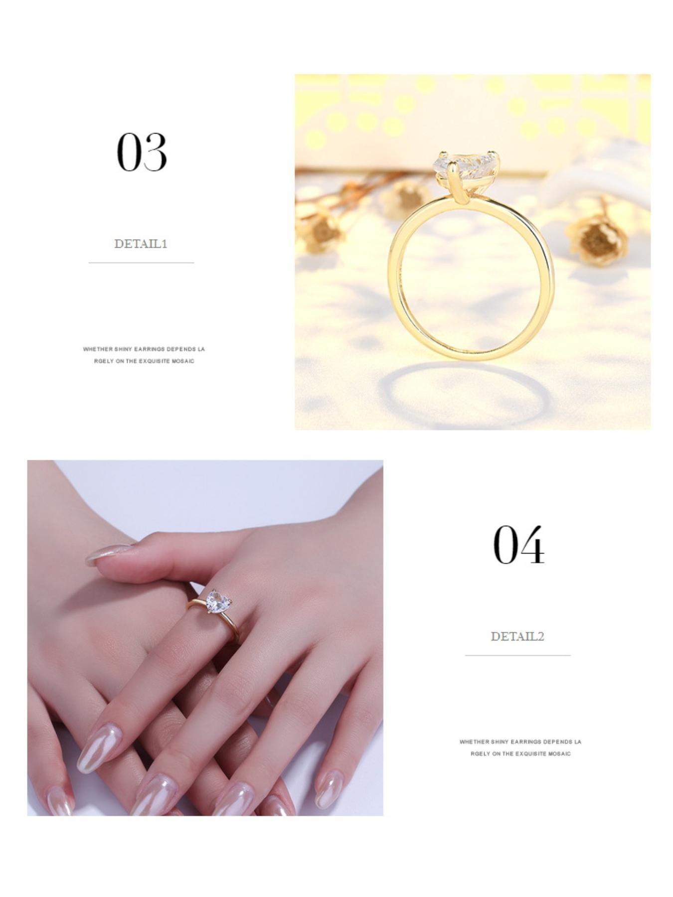 Moissanite Engagement Ring, Heart-Shaped Diamond Wedding Band, D Color, Perfect Gift for Girlfriend, Seven Happiness Day Present