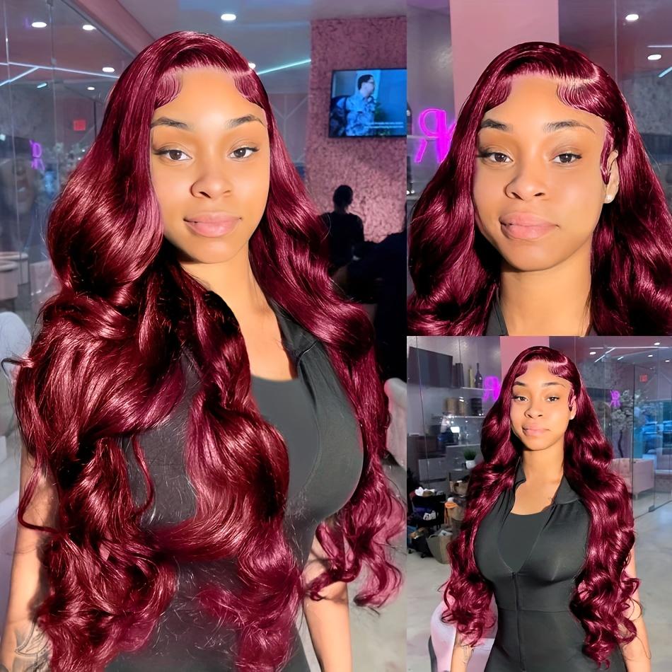 Bling Hair 99j Red Color 33# 4# Color 13x4/6 Body Wave Lace Frontal Human Hair Wigs 180 Density Lace Frontal Wig Real Hair Pre Plucked Human Hair Lace Wigs With Hairline TikTokShopBlackFriday