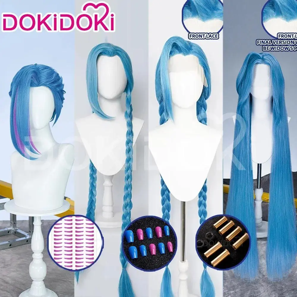 【Partial Ready For Ship】Jinxx Front Lace Wig Game Cosplay DokiDoki-R Women 150cm Long Hair JinxxL Cosplay Tattoo Finger Cots