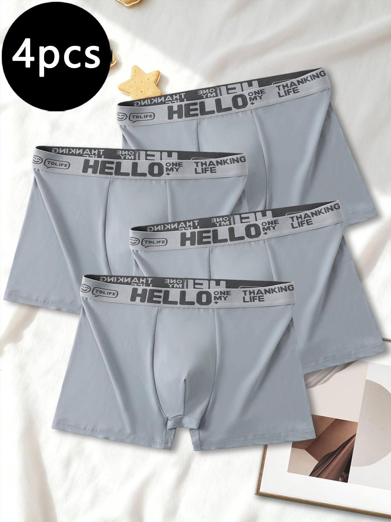 Light gray men's boxer briefs, solid color, soft and breathable, minimalist style men's underwear