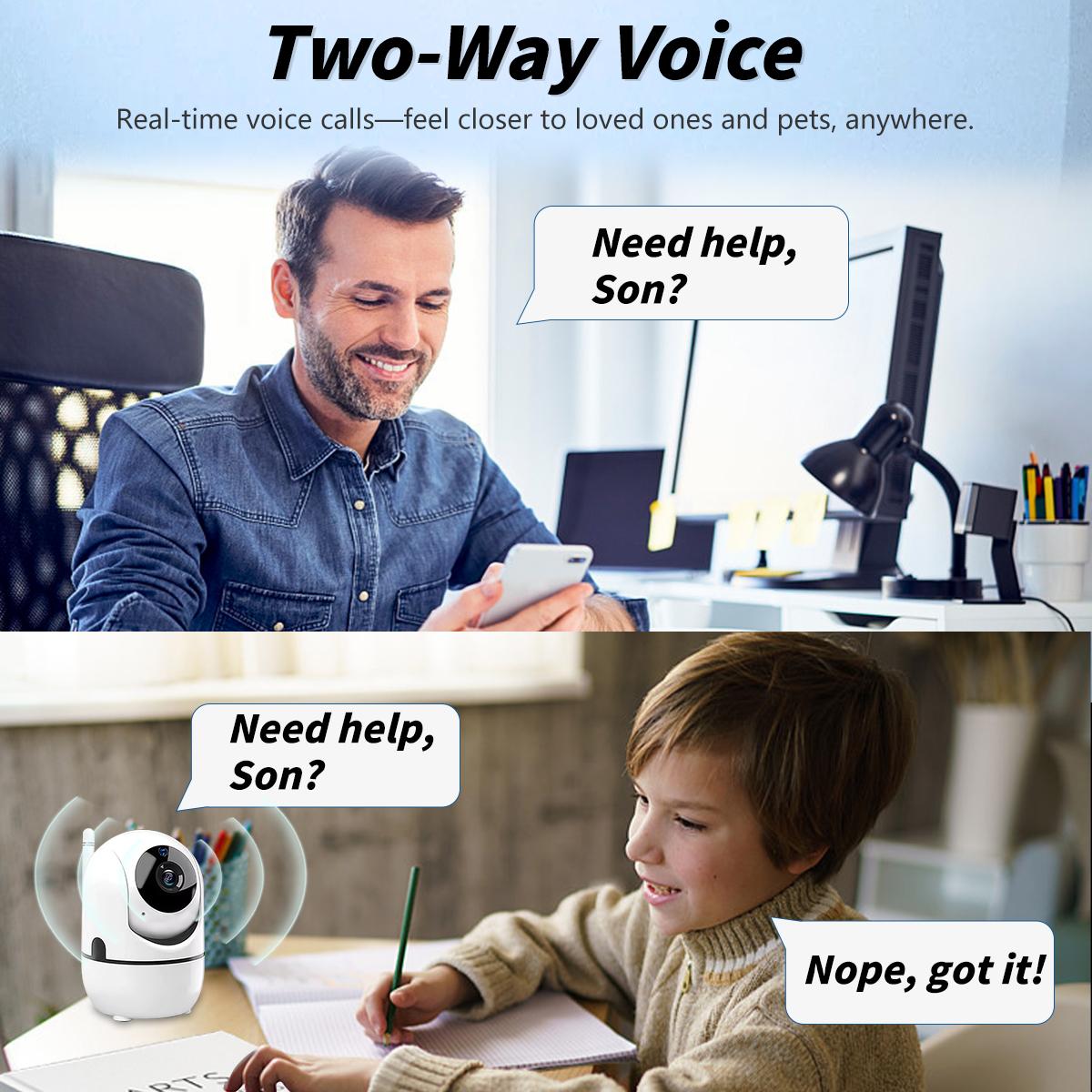 1080p Smart Security Camera, HD Quality, Infrared Night Vision, PIR Motion Detection, Baby/Pet Monitor Camera, Two Way Audio, 360 Degree for Home Security, 24/7 Continuous Recording, White Security Camera for Home/Warehouse/Store