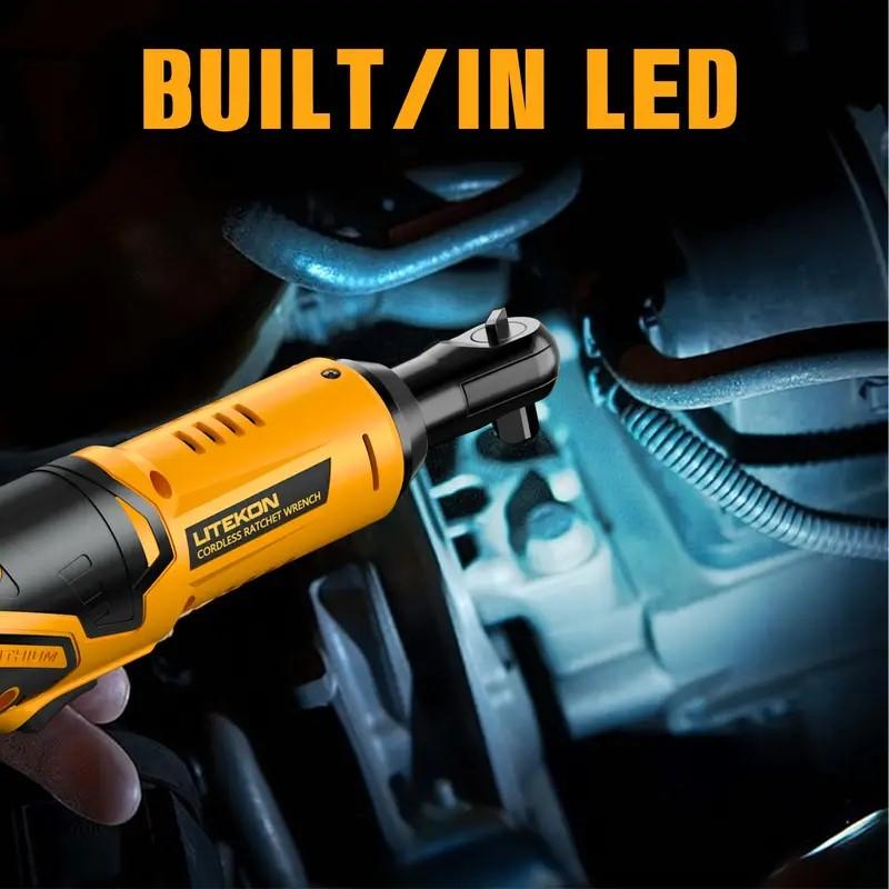 3/8"Cordless Electric Ratchet Wrench Set, 74 Ft-lbs 12V Battery Ratchet Tool Kit with Seven Wrench Sockets(1 Each 10-16mm), 2 X 2.0Ah Batteries And 1 Fast Charger for Car Home