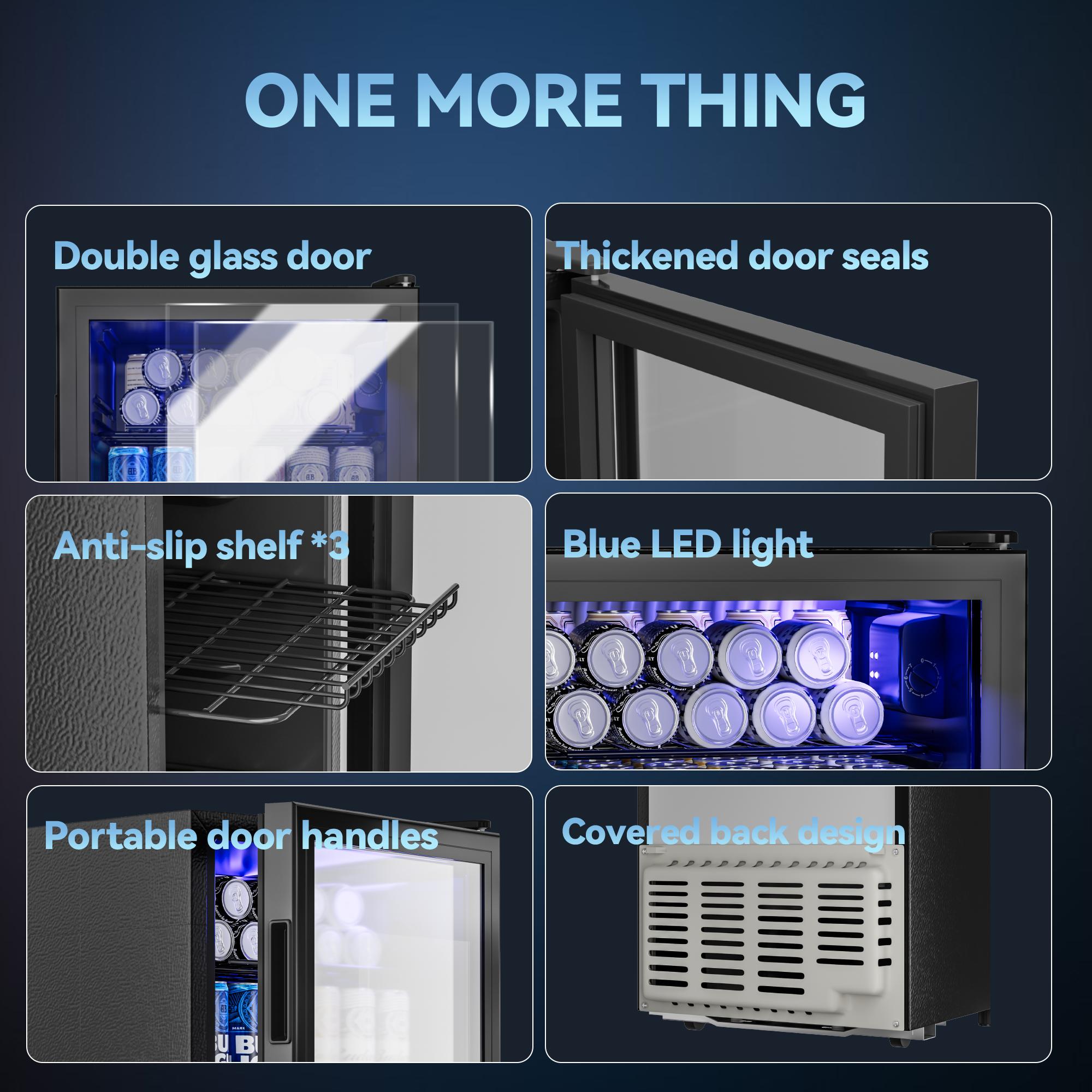 MANASTIN Beverage Refrigerator Cooler, 128 Can Drink Beer Fridge, Wine Soda Cooler, Mini Fridge Glass Door Front for/Home/Office/Bar, Small Refrigerator with Shelves/Light/Wheels