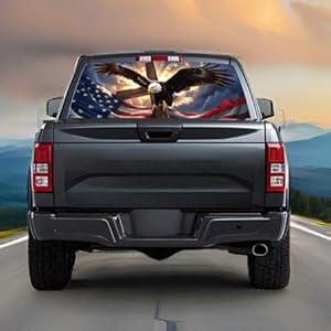 Back Window Decals for Trucks - 65x17.3 in American Flag Window Decal Rear Window Decals for Truck Decor, Creative Truck Rear Window Decal for Personalized Decoration - Eagle-9-S Back Window Decals for Trucks - 65x17.3 in American Flag Window Decal Rear Window Decals for Truck Decor, Creative Truck Rear Window Decal for Personalized Decoration - Eagle-9-S