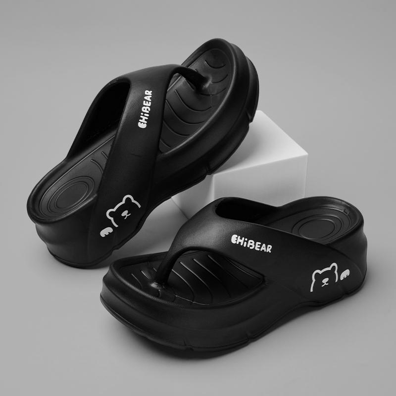 GRIP&GO Women's Fashion Height Increasing Flip Flops with Cute Bear Pattern EVA Material Comfortable Breathable Non-slip Sandals for Beach Home & Outdoor Use GRIP&GO Women's Fashion Height Increasing Flip Flops with Cute Bear Pattern EVA Material Comfortable Breathable Non-slip Sandals for Beach Home & Outdoor Use