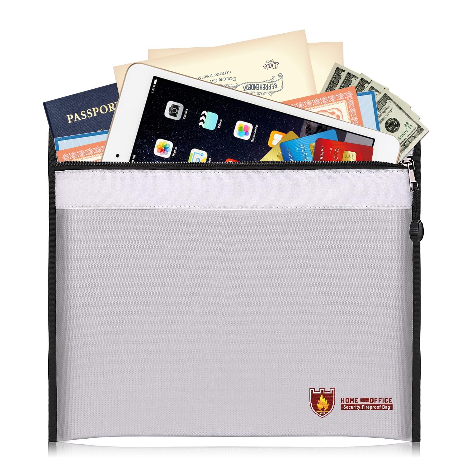 Upgrade Version 5000°f Fireproof Explosion-Proof File Bag, Insulated, Zipper, Waterproof, Ideal for Cash, Important Documents, Valuable Items