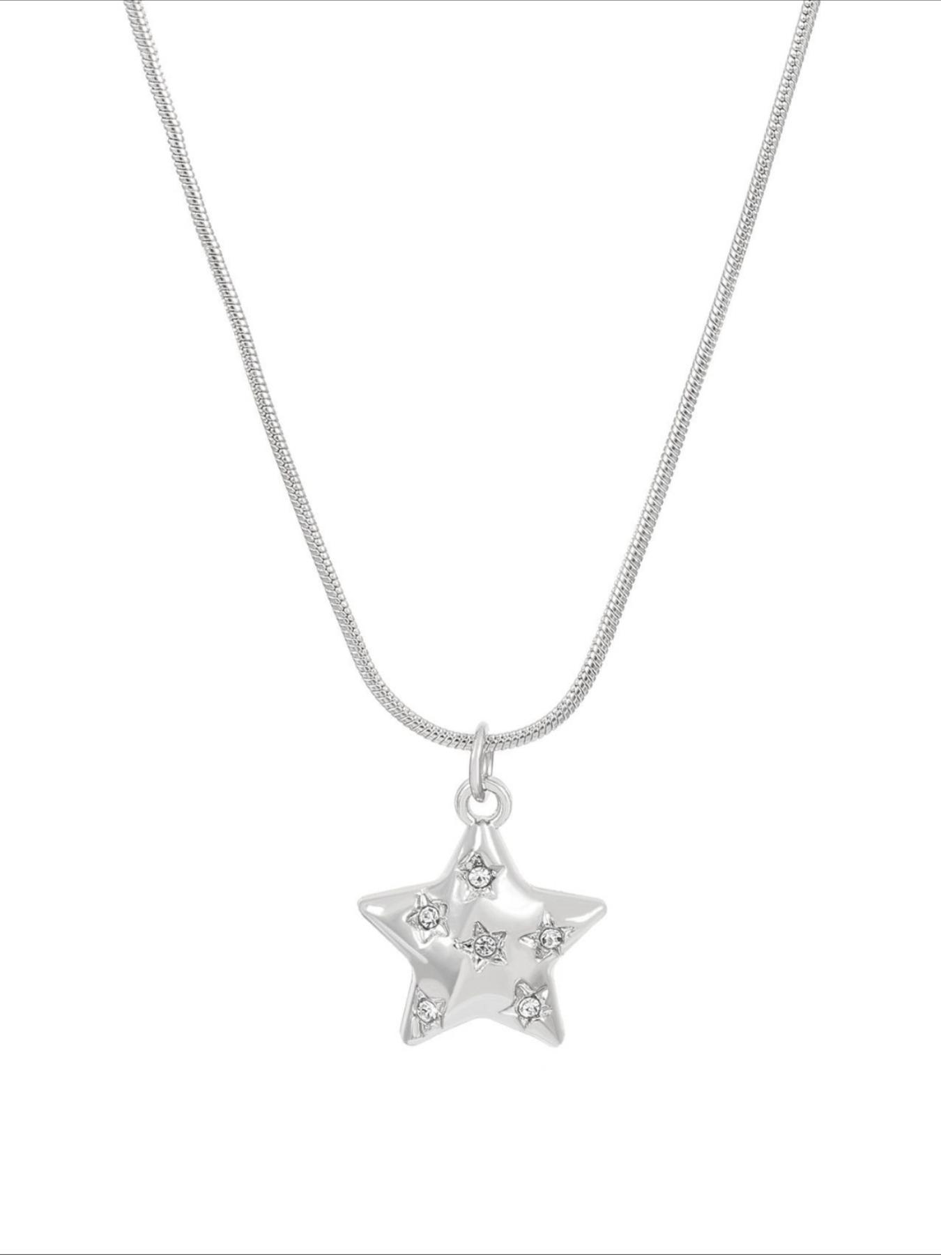 Fashionable and Trendy Star Pendant, Snake Bone Chain Necklace, Women's Necklace, Simple and Casual, Versatile, Daily Party Necklace