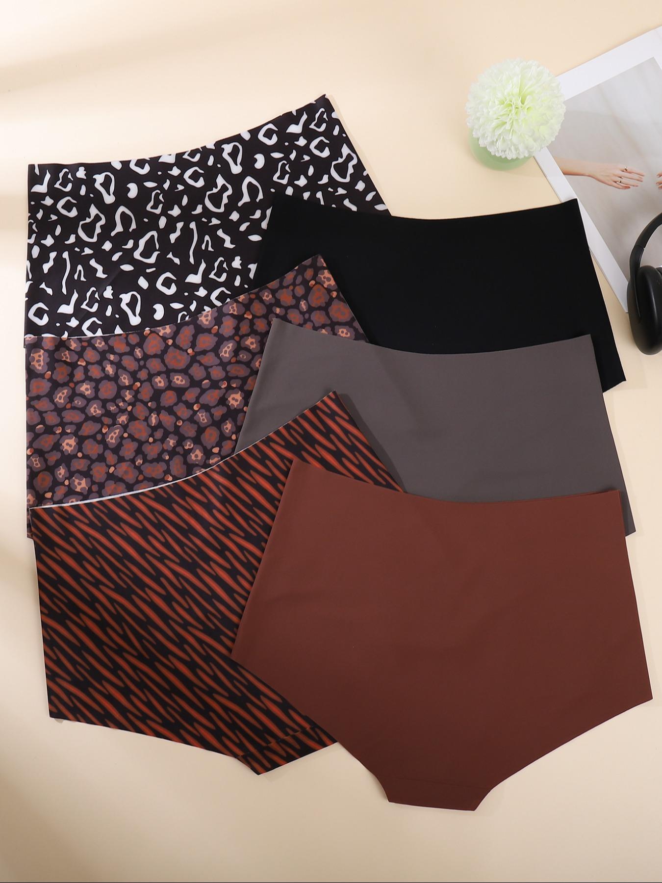 【Plus Size】 Women's Leopard Print Panty, Breathable Comfortable Seamless Knicker for Daily Wear, Casual Breathable Knicker, Women's Underwear for All Seasons