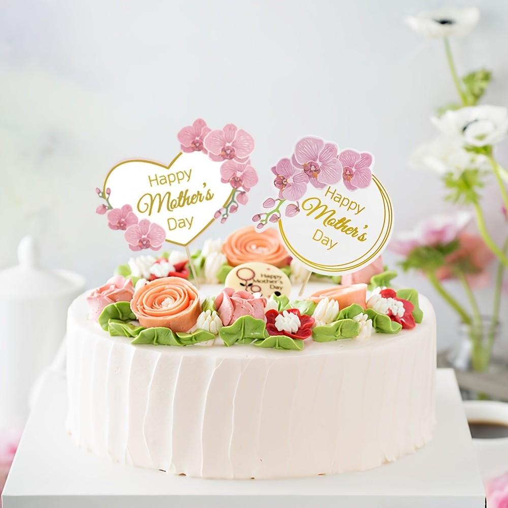 12pcs Happy Mother's Day Cake Topper Mom Letter Cake Topper Pink, Decorative Party Cake Decoration for Mother's Day