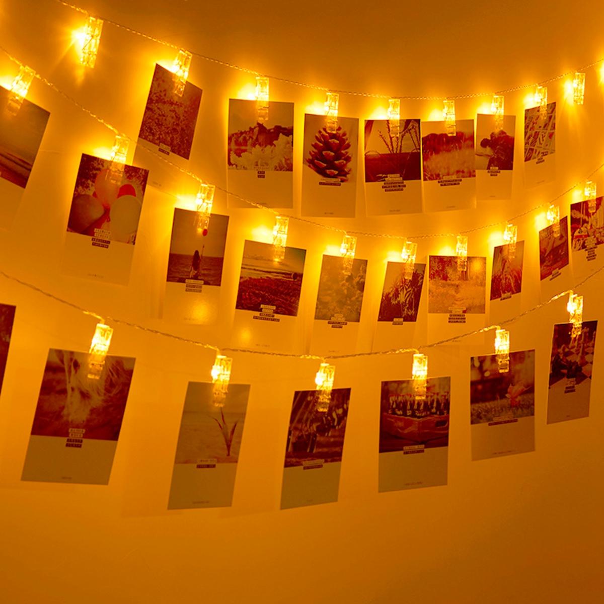 50/100LED Photo Clips String Light, Valentine Gift, Warm White 16Ft 32Ft Fairy Light with Clear Clips, Copper Wire String Light for Hanging picture, Bedroom Party Decor