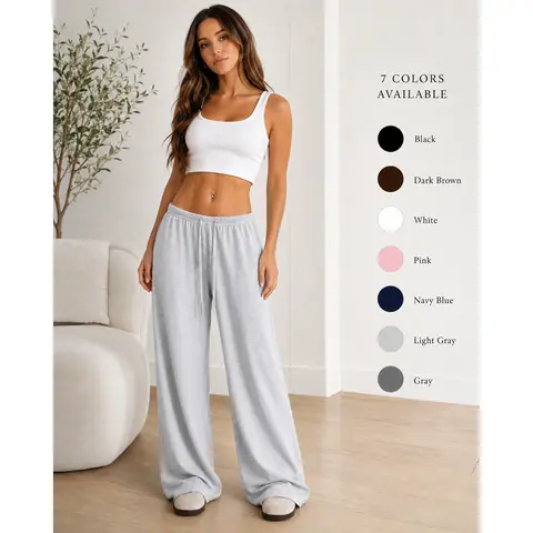 Women's Baggy Wide Leg Sweatpants, Low Waist Drawstring Lounge Pants, Loose Casual Elastic Waist Pants for Lounge and Travel