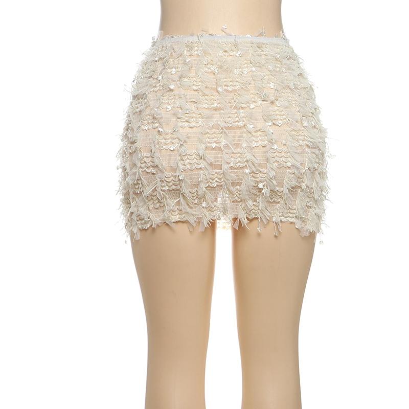 2025 Trendy Bohemian Summer Skirts, Women's All Over Print Fringe Bodycon Skirt, Casual Fashion High Waist Mini Skirt for Daily Outdoor Wear, Ladies Bottoms for Summer