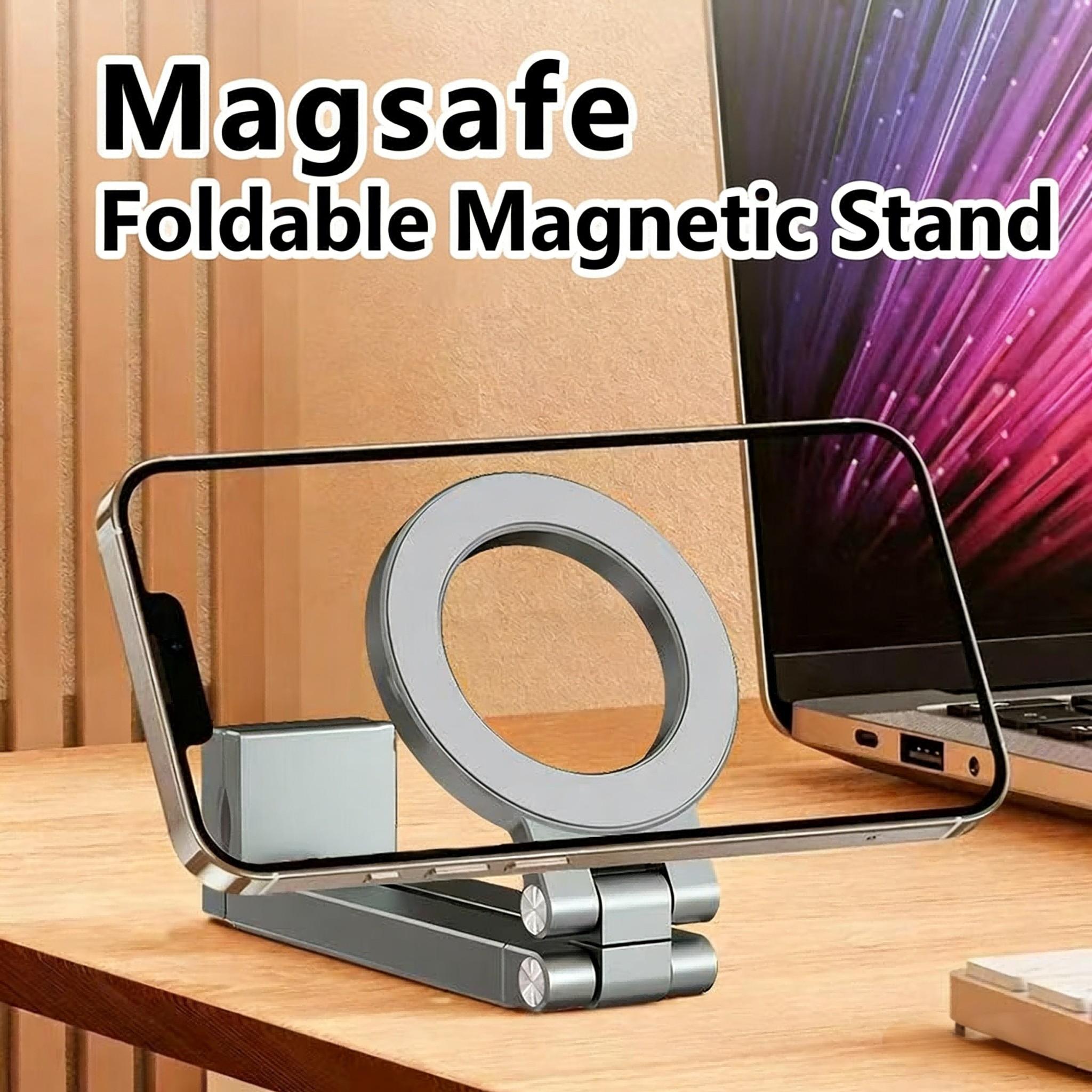 Magnetic Phone Stand - Adjustable Foldable Phone Stand with Strong Magnet, Portable Travel Phone Stand Compatible with iPhone 16/15/14/13/12 Pro, Samsung Galaxy, All Smartphones
