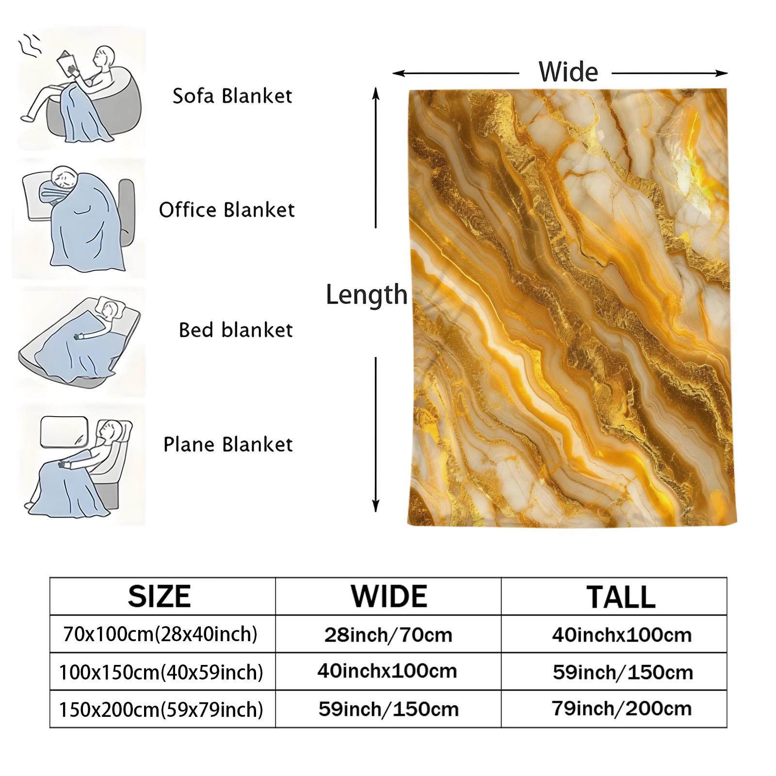 Modern Luxury Marble Print Flannel Blanket, Soft and Fluffy, Warm and Breathable, Ideal for Fluid Art Enthusiasts to Use at Home, in the Office or While Traveling, and an Excellent Gift for Family and Friends