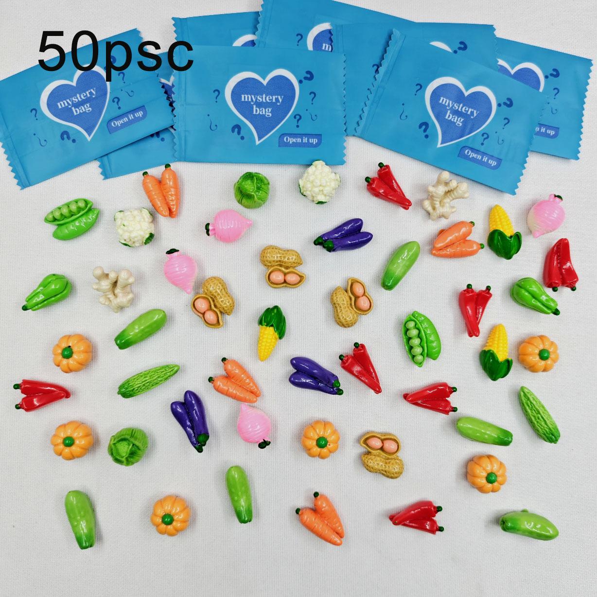 10pcs Glossy Realistic Vegetable Series Blind Bag Miniature Food Toys, Resin Radish Cabbage Chili Lettuce, Creative DIY Toy Accessories