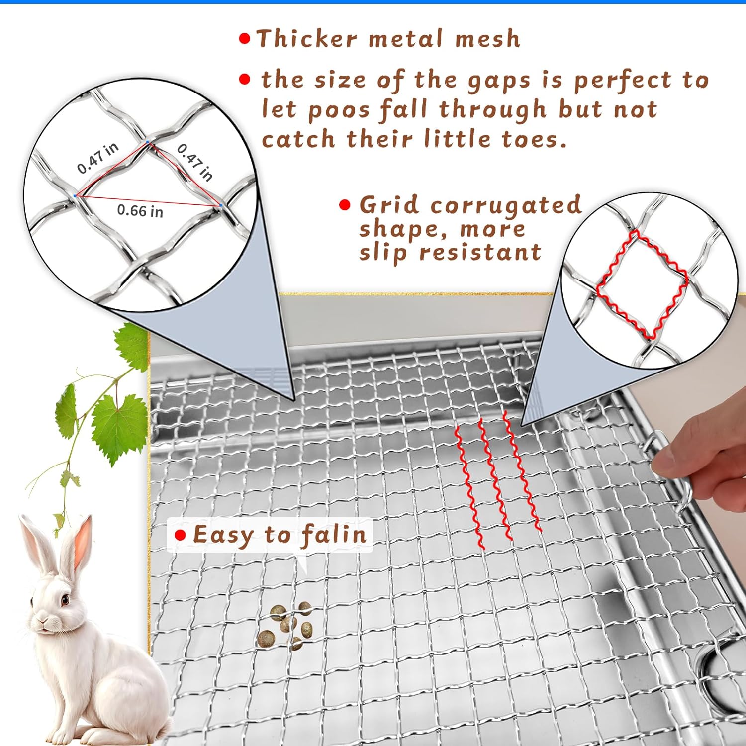Litter Box Stainless Steel Bunny Litter Box Small  Toilet Pan Metal Grid for Ferret Galesaur Chinchilla Bunny