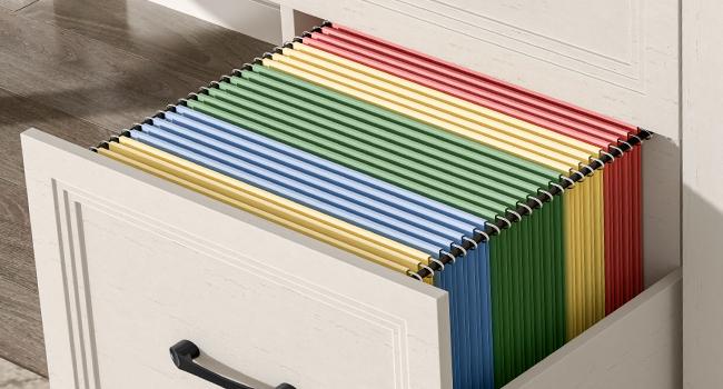 Vabches Farmhouse Executive Desk with Storage and Ample File Drawer, Rustic Large Home Writing Desk for Bedroom, White