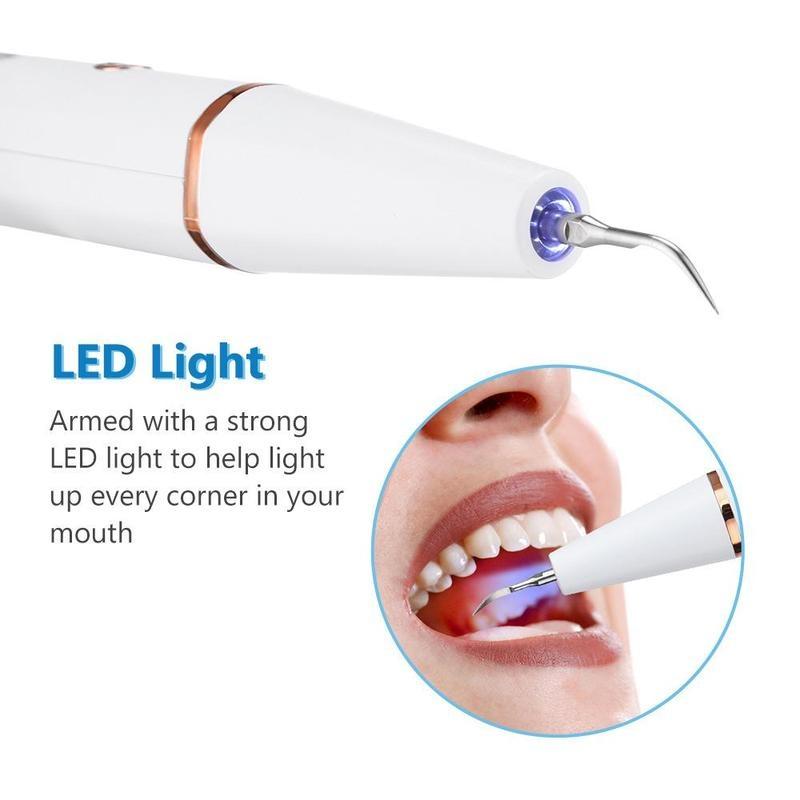 Portable Electric Tooth Cleaner, 1 Box Rechargeable Teeth Polisher with LED Light & Tooth Tools & Replacement Heads, Dental Oral Irrigator