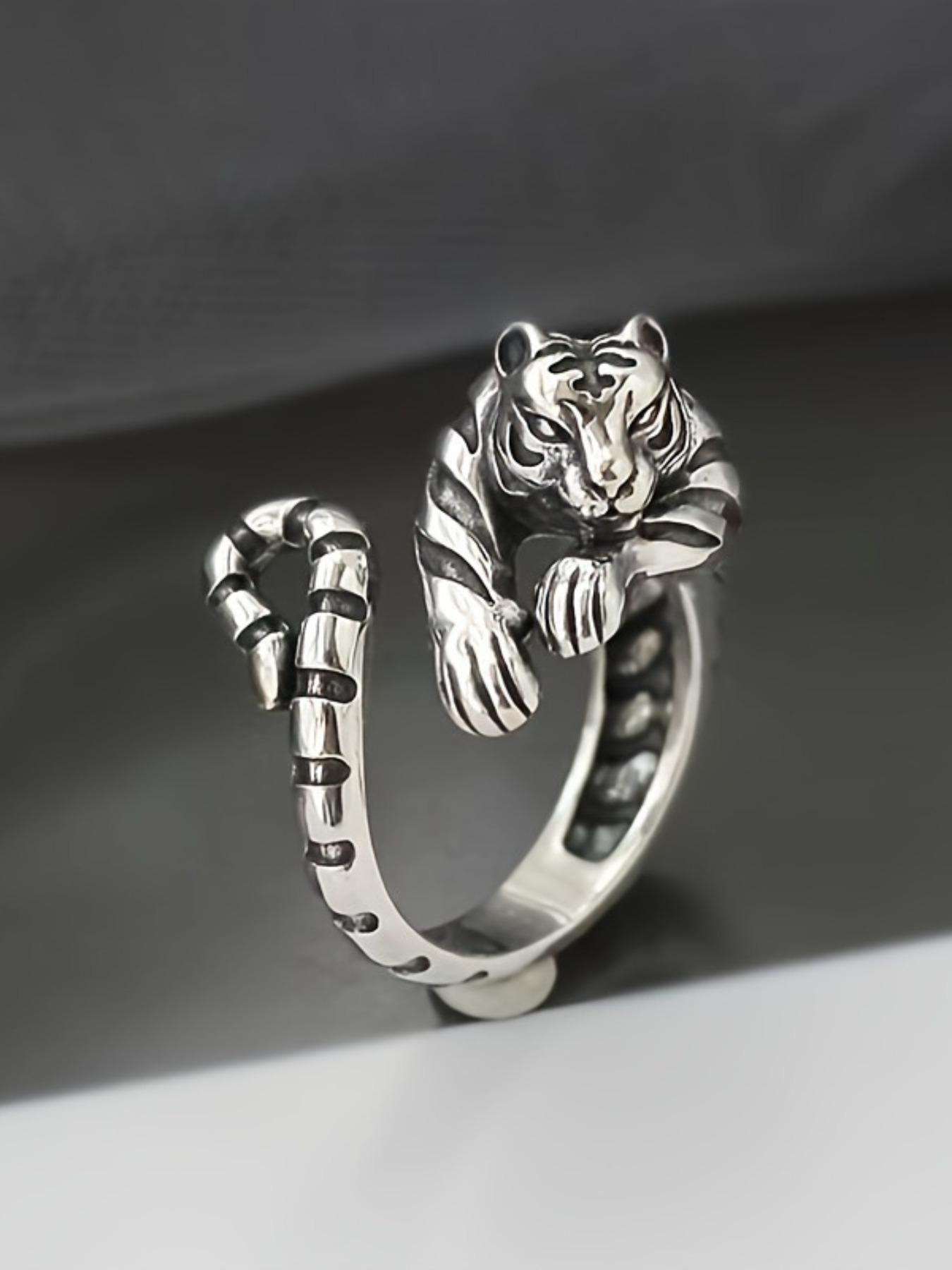 Vintage Tiger Ring, 3D Relief Open Ring, Zodiac Tiger Ring, Unisex, Daily Wear, Zodiac Memorial, Unique Fashion Jewelry