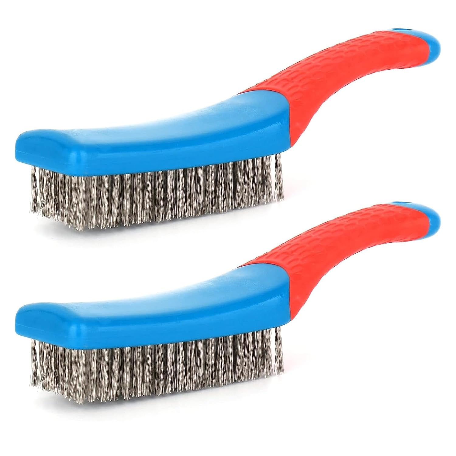 2 Pack Wire Brushes for Cleaning-Heavy Duty Stainless Steel Wire Scratch Brush for Metal Rust Cleaning, Scrubbing with Rubber Covered Handle (2) 2 Pack Wire Brushes for Cleaning-Heavy Duty Stainless Steel Wire Scratch Brush for Metal Rust Cleaning, Scrubbing with Rubber Covered Handle (2)