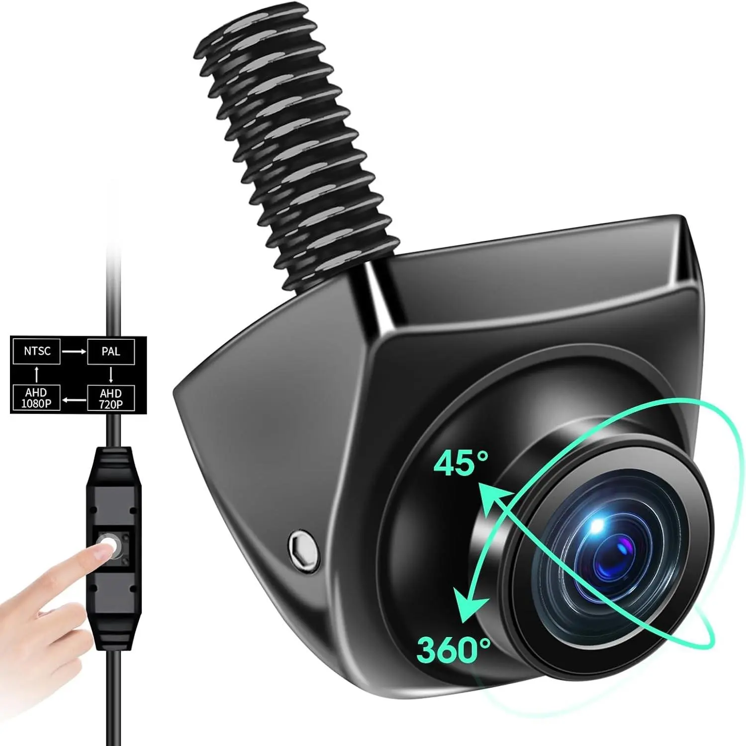 Backup Camera AHD 1080P/720P/NTSC/PAL with 4 Signal Modes & Metal Body | 360° Rotatable, IP69K Waterproof, Super Night Vision, 170° Wide Angle, Parking Assist, 12V-24V Universal for Car Truck SUV