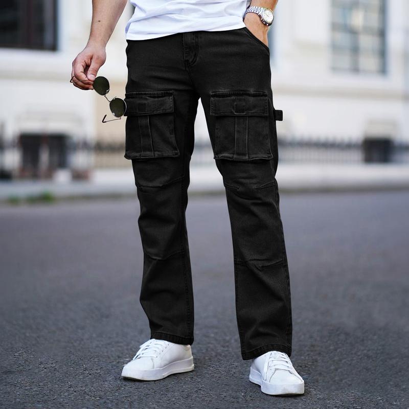 GINGTTO Men's Jeans Stretch Baggy Wide Leg Denim Pants Hip Hop Streetwear Carpenter Jean with Cargo Pockets