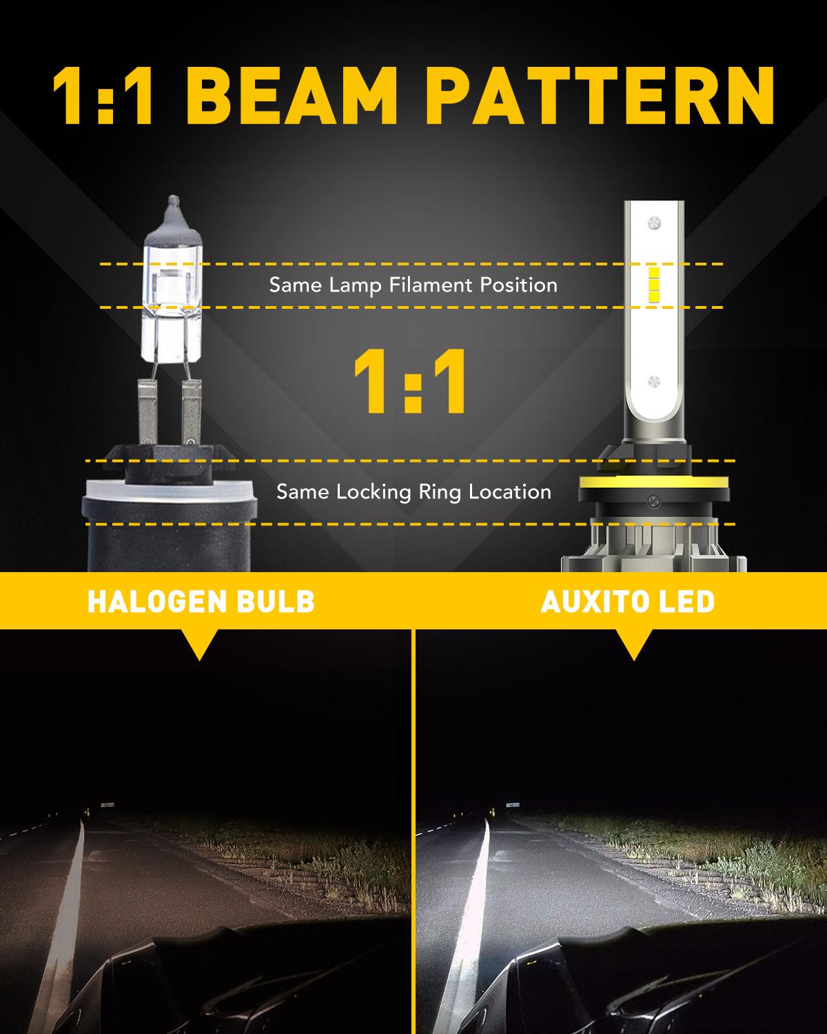 AUXITO 880 LED Fog Light Bulbs, 6000 Lumens 6500K Cool White Light/3000K Amber Yellow Light, 300% Brightness 885 893 899 Led Fog Lights, CSP LED Chips, DRL Replacement for Cars, Pack of 2 AUXITO 880 LED Fog Light Bulbs, 6000 Lumens 6500K Cool White Light/3000K Amber Yellow Light, 300% Brightness 885 893 899 Led Fog Lights, CSP LED Chips, DRL Replacement for Cars, Pack of 2