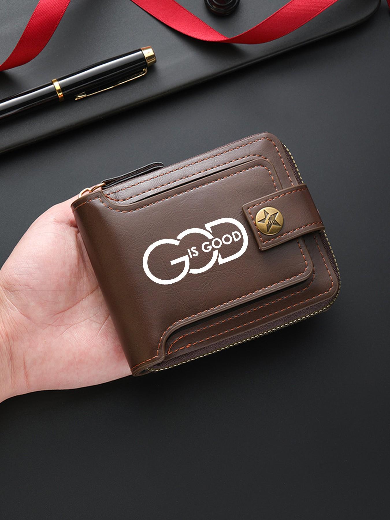 God Is Good Men's Short Zip Wallet, Piano Style Multi-Card Slot Large Capacity, Christian Faith Theme Daily Commute Card Holder, Perfect Gift