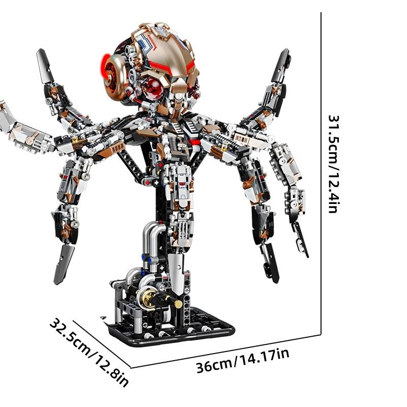 Creative Movable Octopus Model Building Set, MOC Style STEM Learning Toys, Interactive Tentacle Bricks Birthday Present