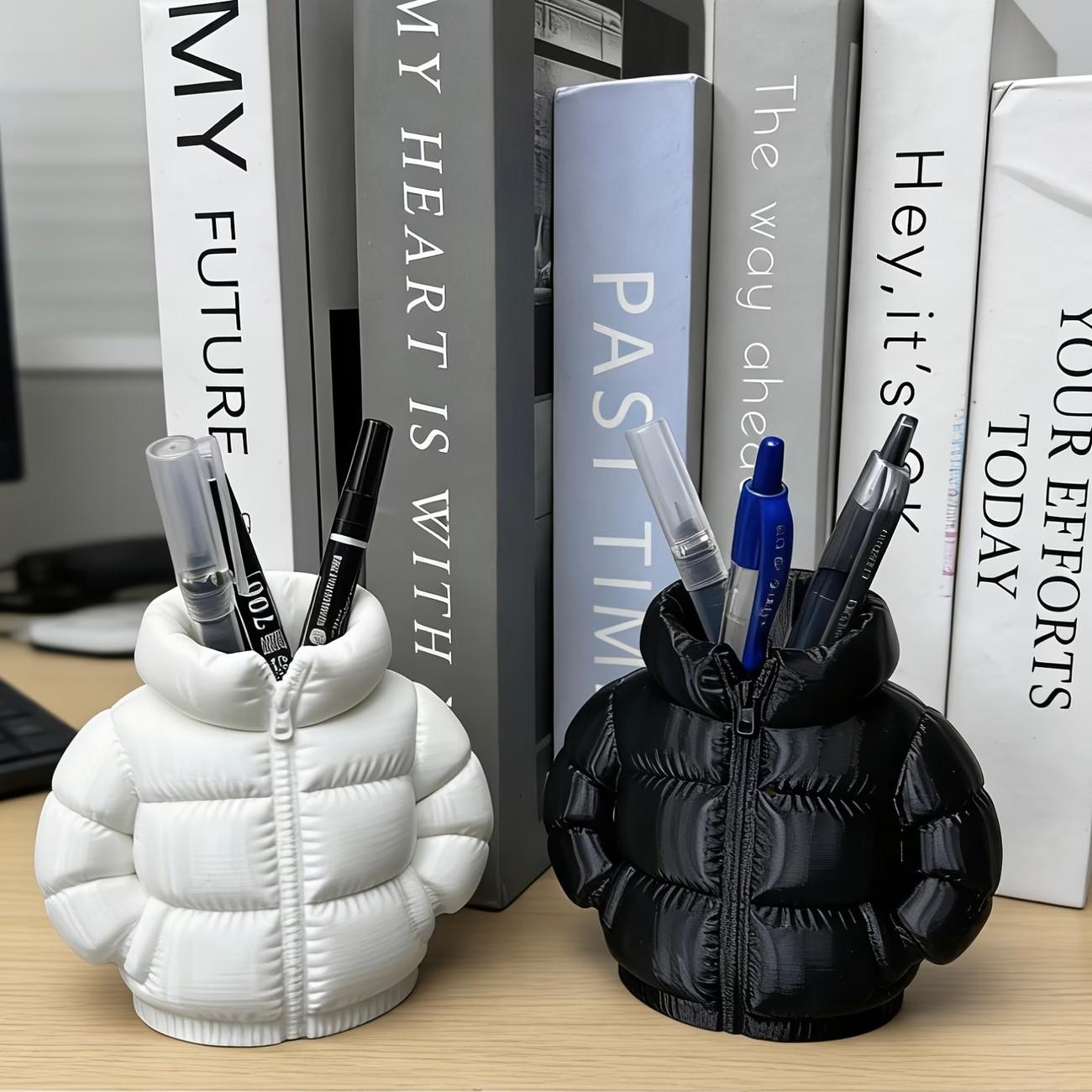 Cute Down Jacket-Shaped Pen Holder & Desktop Organizer, 3D Printed Novelty Coaster Set, Classroom, Home Office Desk Decoration
