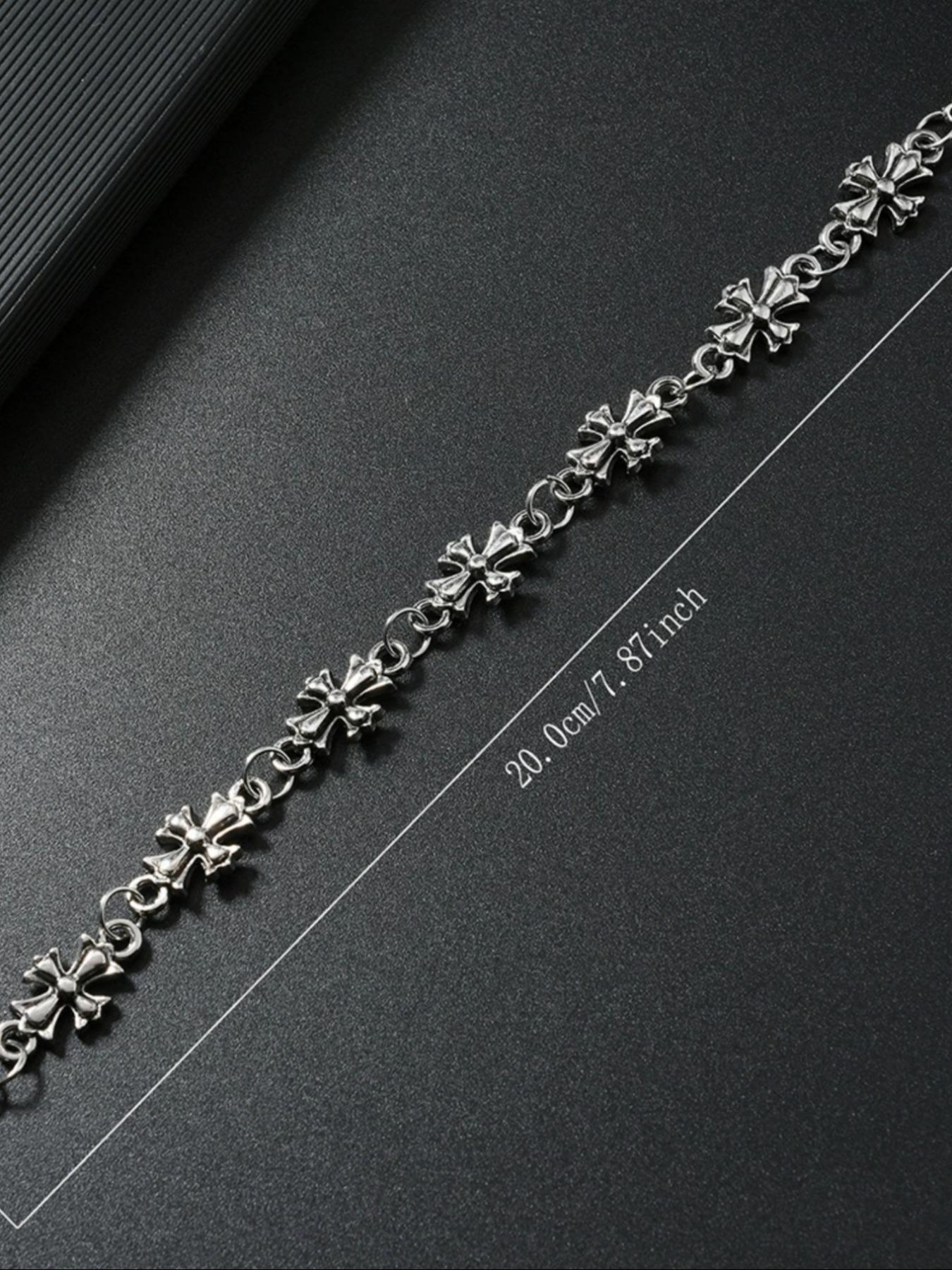 Men's Punk Style Cross Vintage Leather Bracelet, High-Quality Daily Wear, Perfect Birthday & Engagement Gift, Zinc Alloy Chain, Fashion Cross Bangle