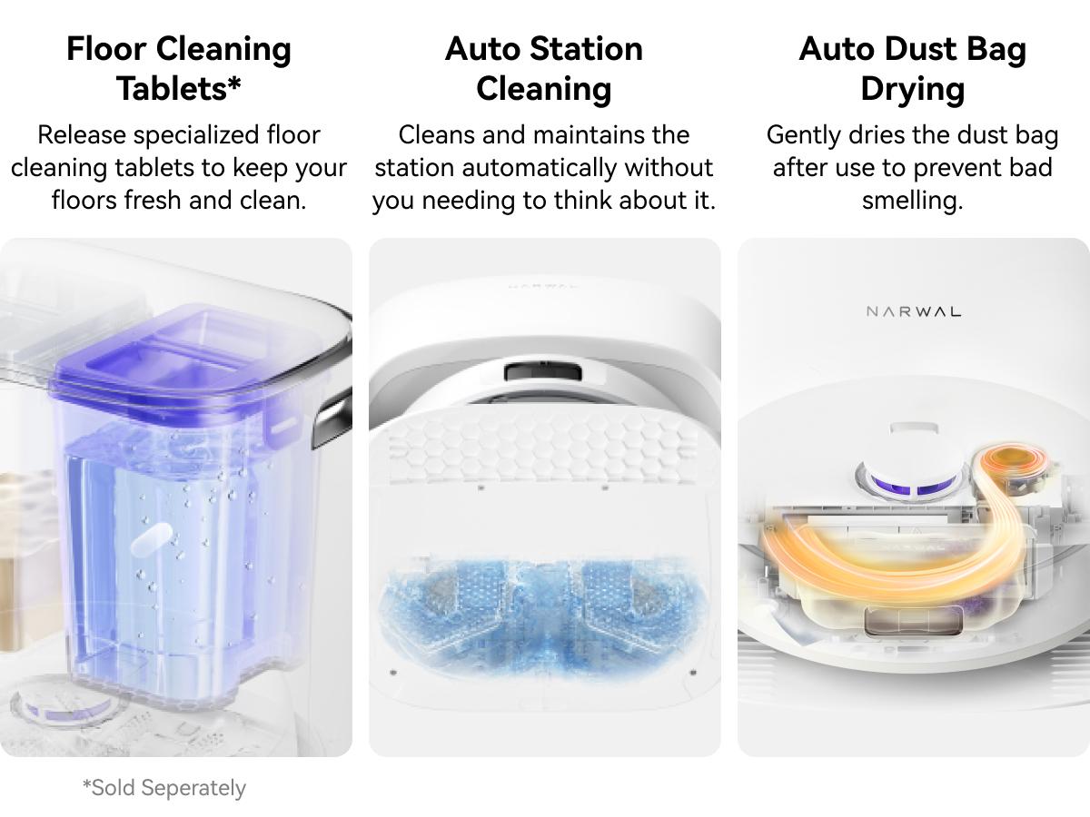 NARWAL Freo Pro Robot Vacuum and Mop Combo, Tangle Free Robot Mop, 8500Pa Powerful Suction, Self-Emptying, Auto Mop Washing, Auto Drying, Obstacle Avoidance, Ideal for Pet Hair and Hard Floor