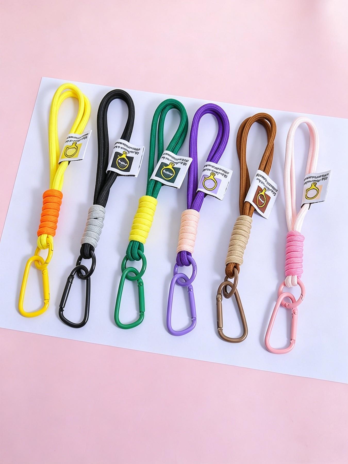 Handmade Multicolor Keychain, Backpack Decoration, Anti-Loss Keychain, Phone Accessory, Polyester Short Strap Pendant, Phone Case Keychain