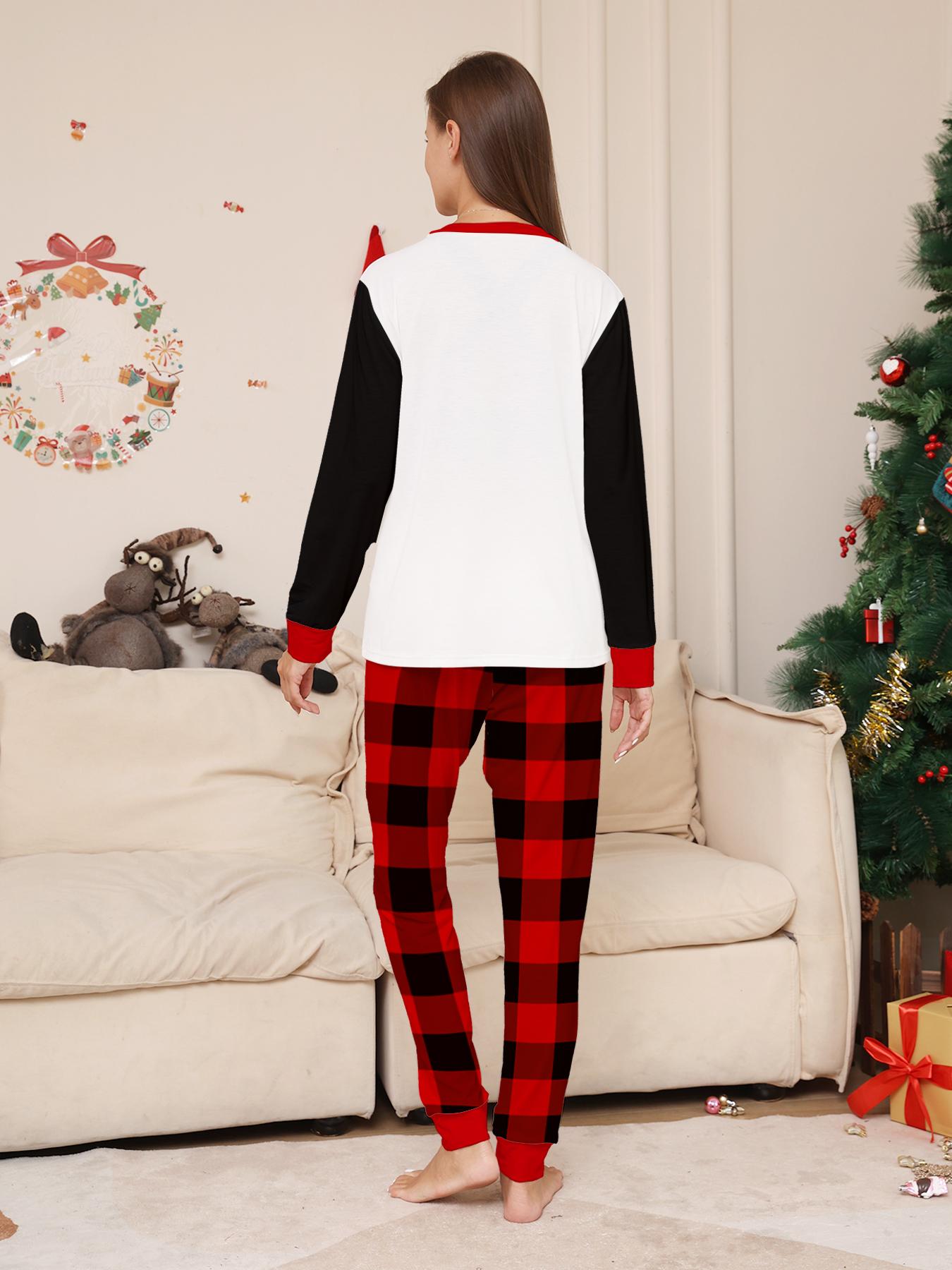 Family of Four Xmas Santa Hat Pyjamas Breathable Casual Loungewear For Party Photos Gift