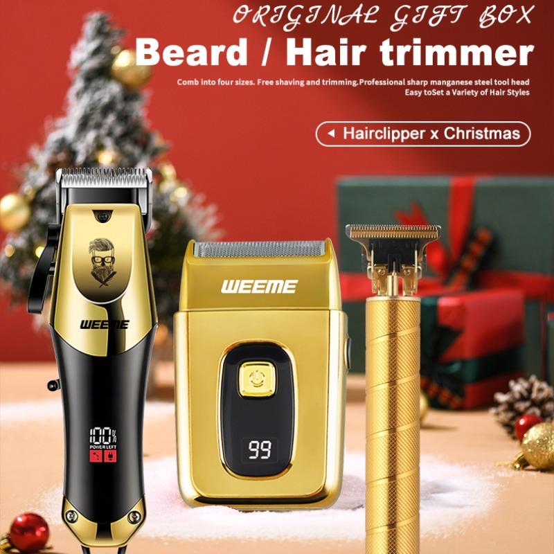 Weeme Men's Professional, USB Rechargeable Electric Shaver, T-Blade Trimmer, 8 Guide Combs, 3 Cleaning Brushes, Gift Boxed, Barber Clippers Set