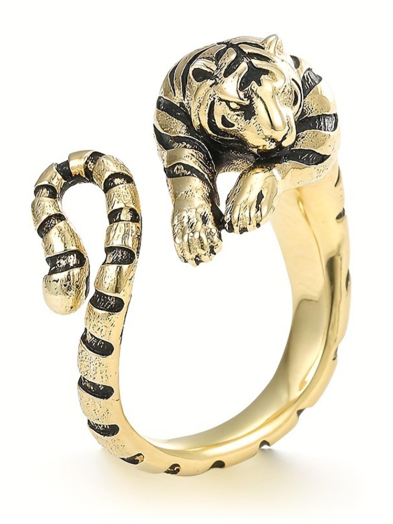 Vintage Tiger Ring, 3D Relief Open Ring, Zodiac Tiger Ring, Unisex, Daily Wear, Zodiac Memorial, Unique Fashion Jewelry