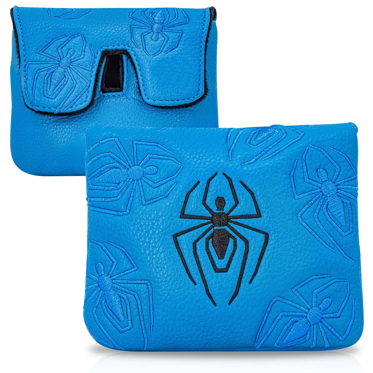 Cool Spider Embroidery Golf Mallet Putter Cover, Golf Accessories, Waterproof PU Surface, Magnetic Closure, Anti-Collision Padding, Universal Fit