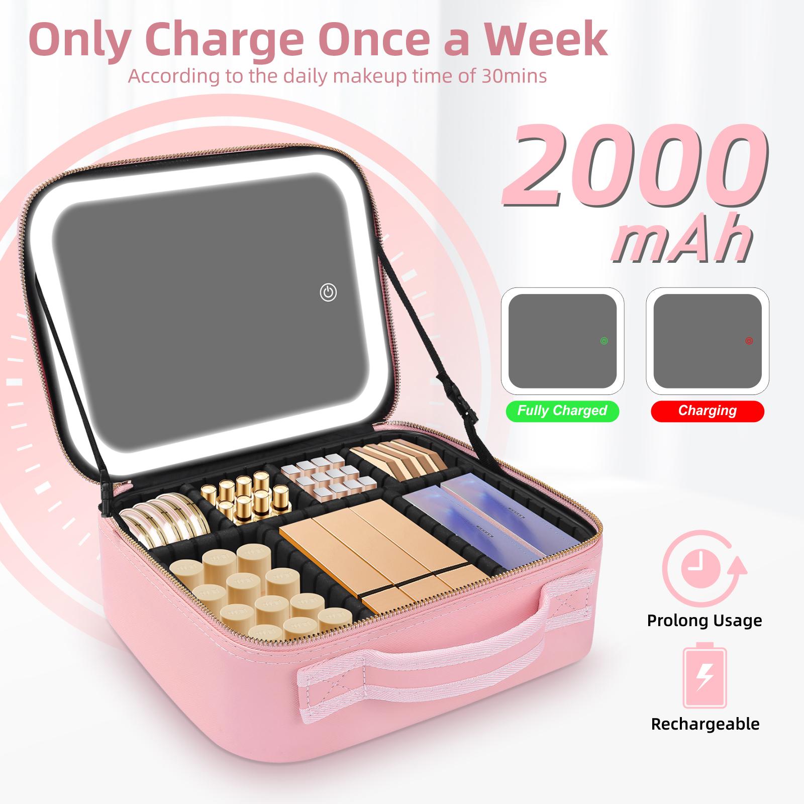 Portable Travel Makeup Bag with LED Mirror, 3 Color Light Settings, Rechargeable Cosmetic Organizer Case for Women, Portable Vanity Box for Beauty Essentials Zip,Valentine‘s Day&Mother's Day Portable Travel Makeup Bag with LED Mirror, 3 Color Light Settings, Rechargeable Cosmetic Organizer Case for Women, Portable Vanity Box for Beauty Essentials Zip,Valentine‘s Day&Mother's Day
