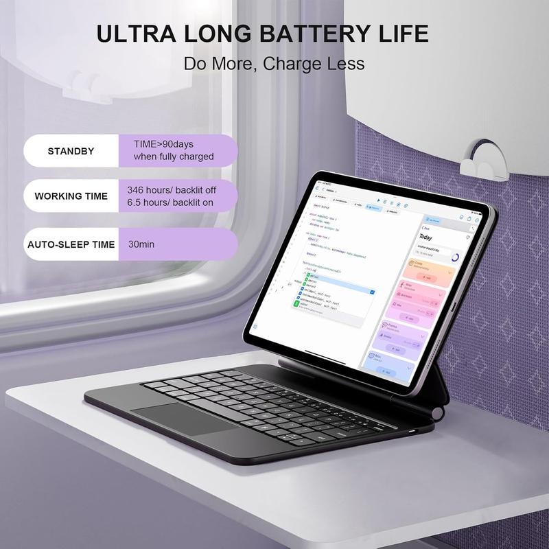 Magic Keyboard Case for iPad Air 13 (M3 2025 / M2 2024)& iPad Pro 12.9 (6th, 5th, 4th Gen), Tablet Keyboard, Magnetic Floating Stand, Slim Trackpad Keyboard with Backlit Keys -Travel Friendly