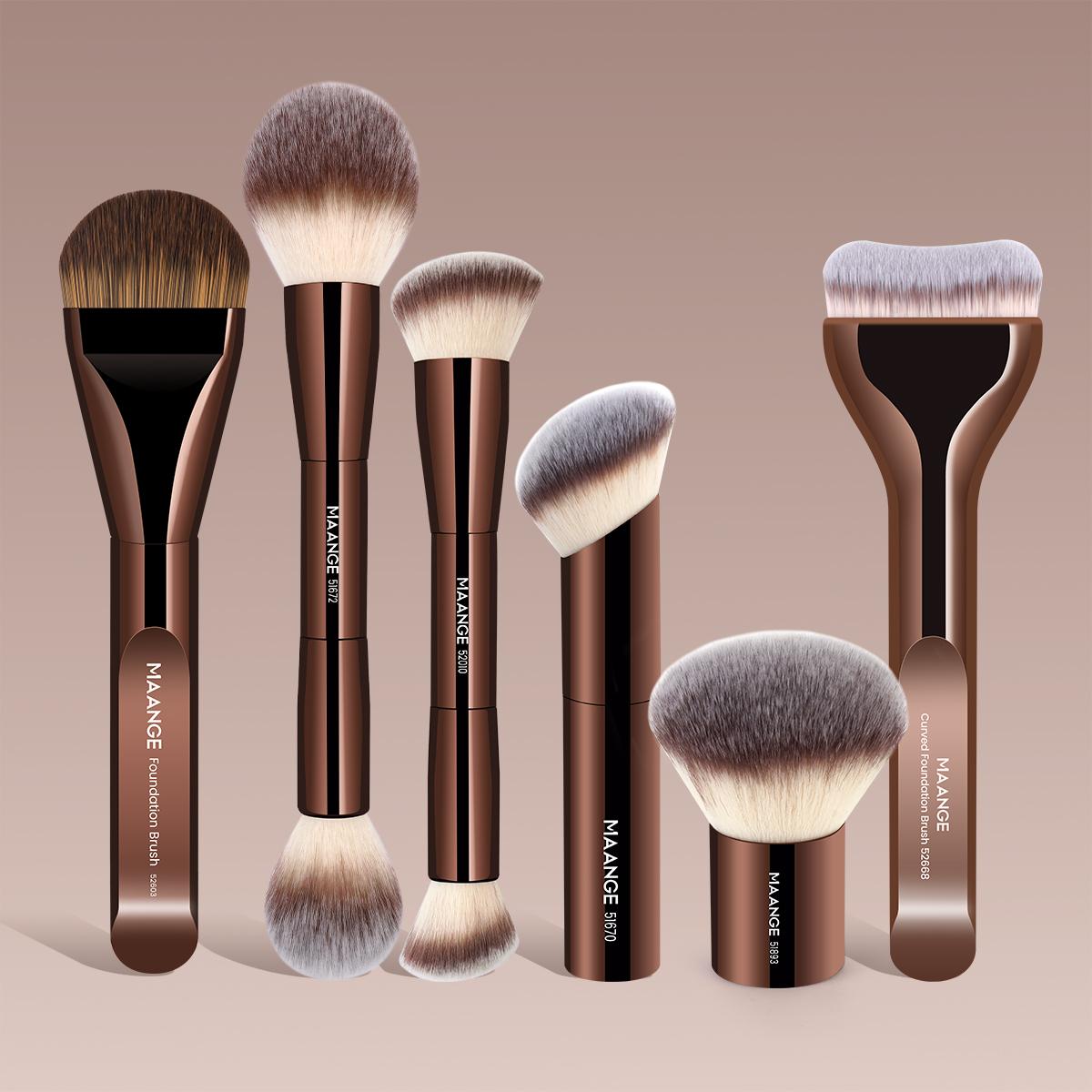 Maange 6-Piece Makeup Brush Set Includes Foundation Brush, Blush Brush, Powder Brush, Professional Cosmetic Brushes for Women