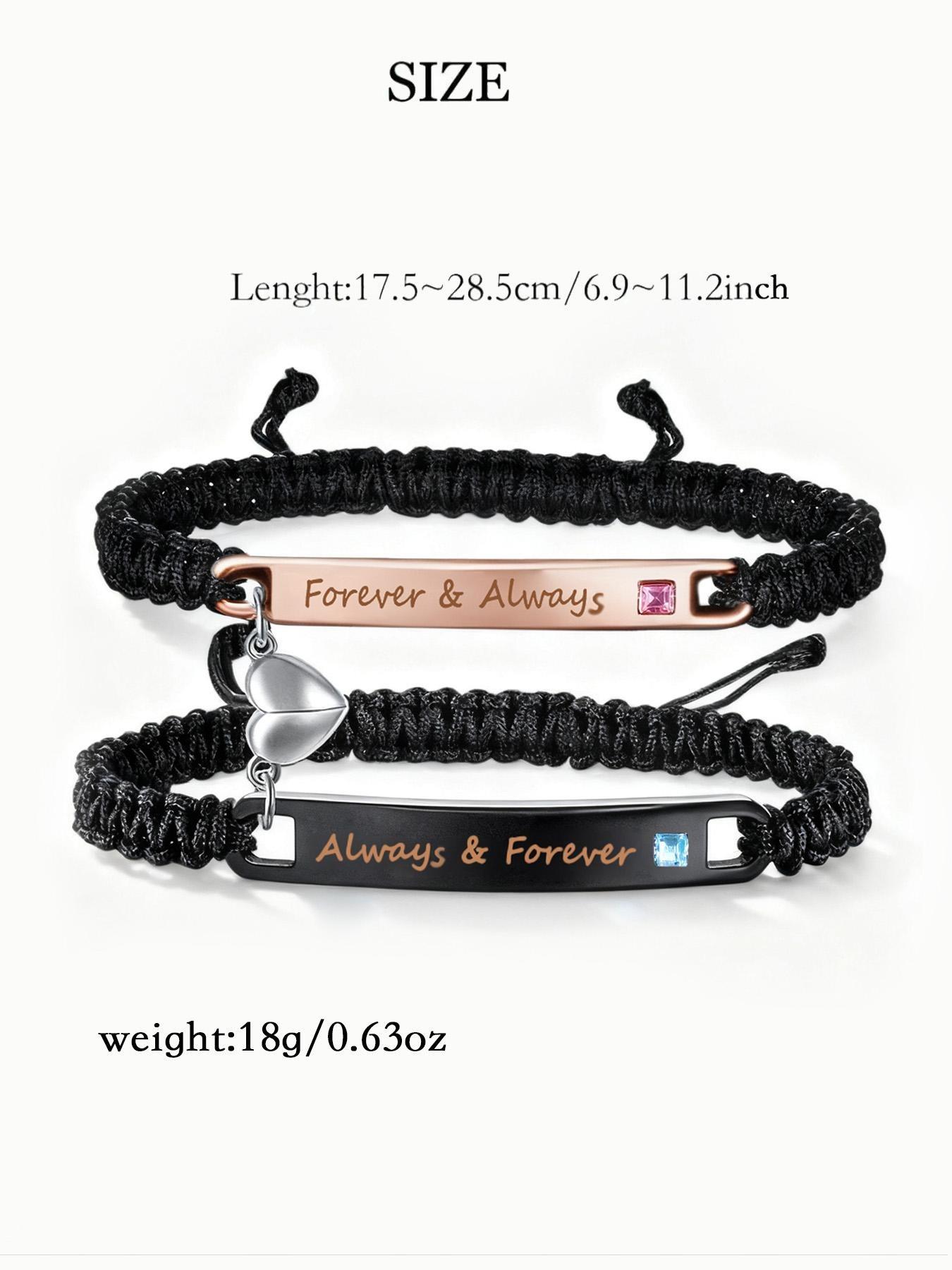 Valentine's Day Gift Set, Personalized Couple Bracelets, Promise Bangle, Attractive Relationship Band, Unisex Jewelry, Anniversary Present