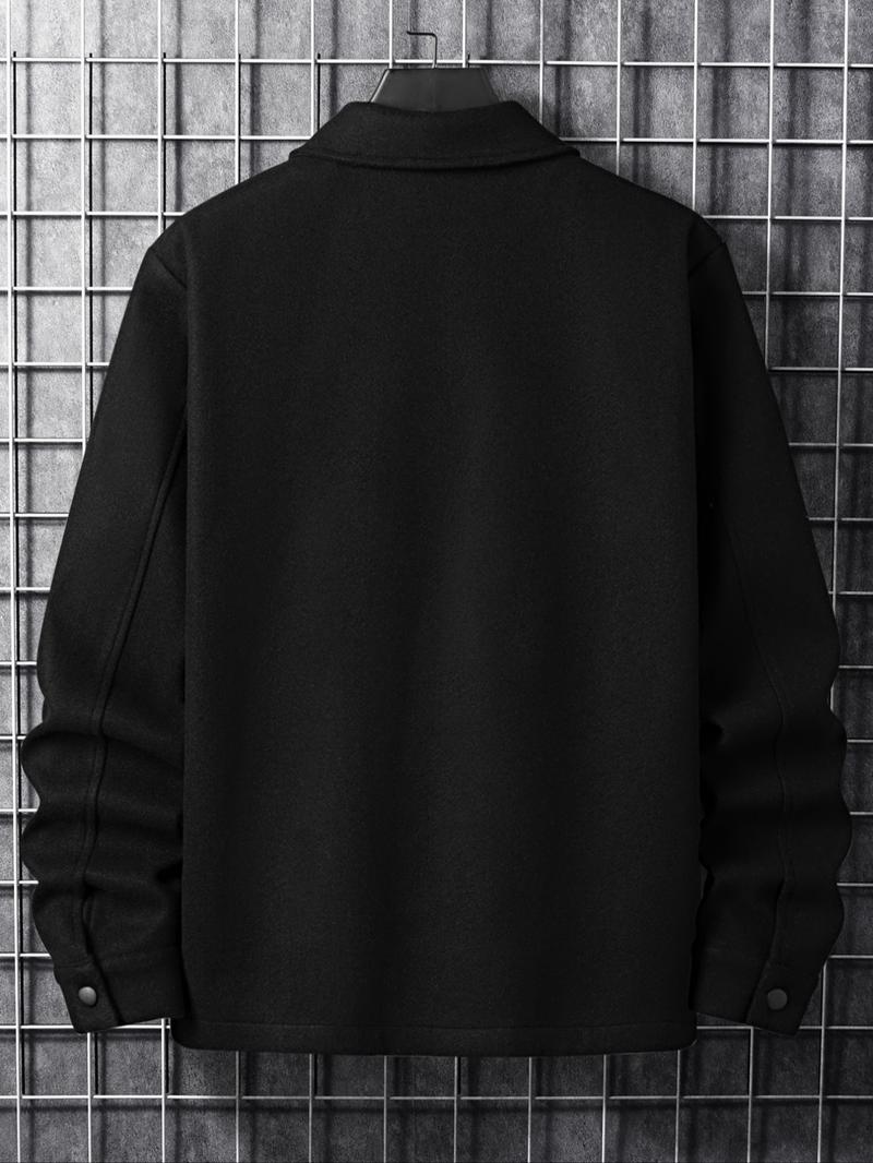 Men's Button Front Pocket Jacket Coats, Casual Collared Long Sleeve Outerwear for Fall & Winter, Men's Tops for Daily Wear, Men's Drippy Outfits Going Out Outfit Men's Button Front Pocket Jacket Coats, Casual Collared Long Sleeve Outerwear for Fall & Winter, Men's Tops for Daily Wear, Men's Drippy Outfits Going Out Outfit