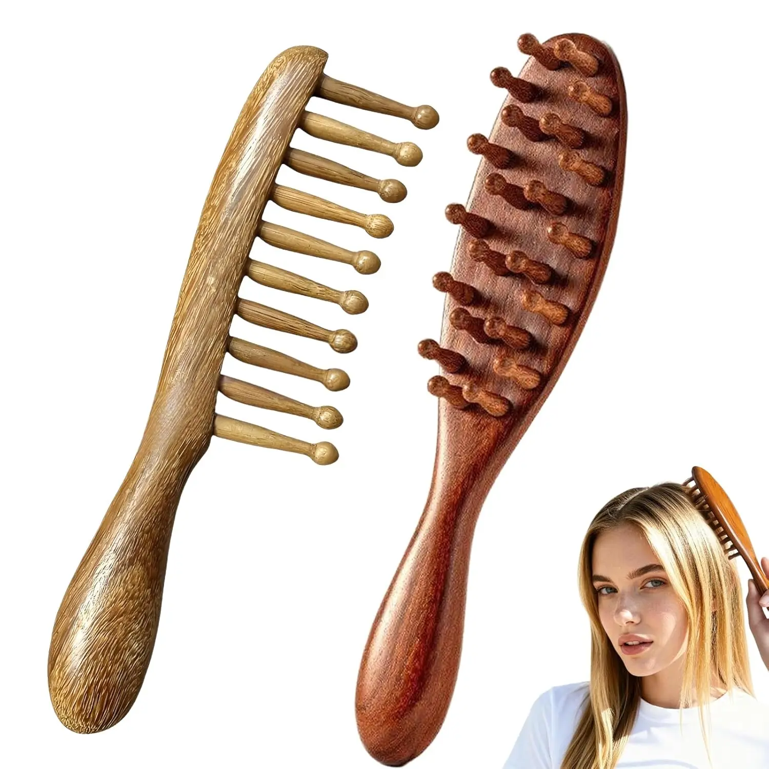2pcs Loc Comb/Loc Brush for Dreads/Wooden Brush/Scraping Massage Tools/Comfortable Massage Comb for Twists&Loc Maintenance/Compact Travel Size&Durable Styling Tool for Men&Women