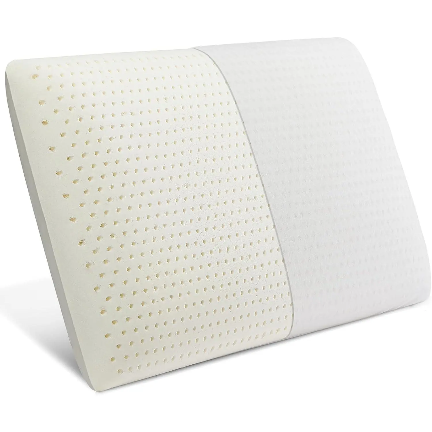 Latex Pillow, 100% Talalay Natural Latex Foam Pillow, Soft Sleeping Bed Pillows with Cotton Cover, Queen Size, Perfect for Side/Back Pain, Stomach, Neck, Stress Relief