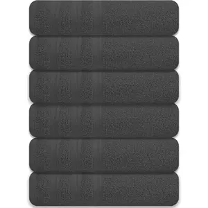 Large Bath Towels Set of 6 – 24" x 50" – 100% Cotton Terry – Durable, Soft & Quick Dry – Grey Multipurpose Towels for Bathroom, Gym, Spa, Pool & Daily Use : Home & Kitchen
