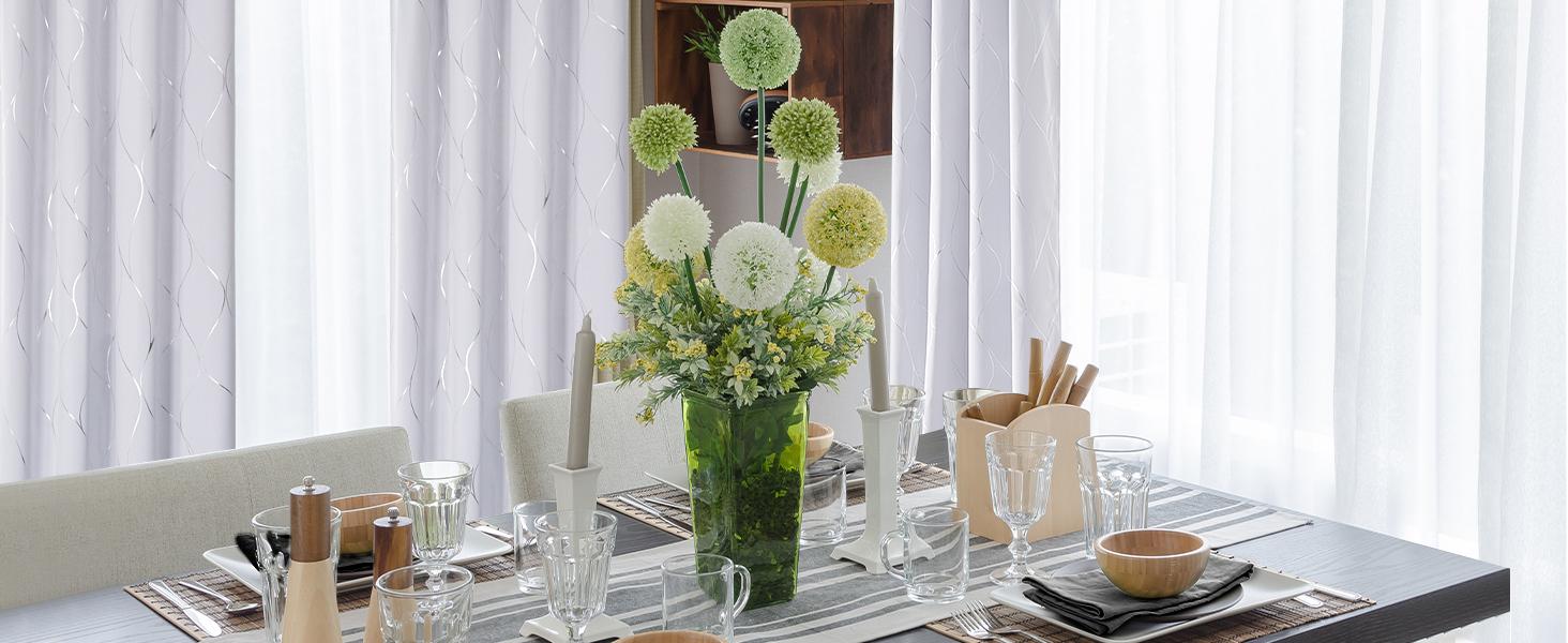 Deconovo Blackout Curtains (2 Panels, Silver|Gold Wave Print) - Thermal Insulated, Soundproof Room Home Decor Drapes for Living Room, Bedroom & Office