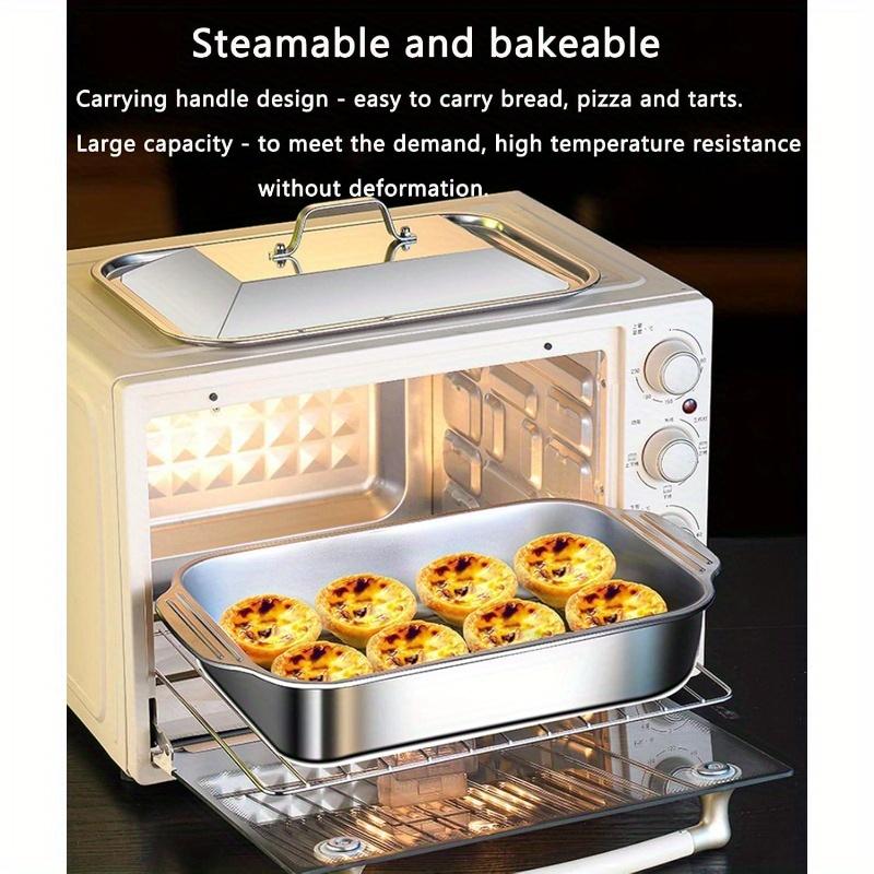 1/2/4PCS Extra Large Thickened Stainless Steel Fish Roasting Pan with Lid - Rectangular Non-Stick Oven Tray, Ideal for Desserts, Bread & Seafood - Perfect for Grilling & Buffet Serving | Spacious Design, Great Christmas Gift