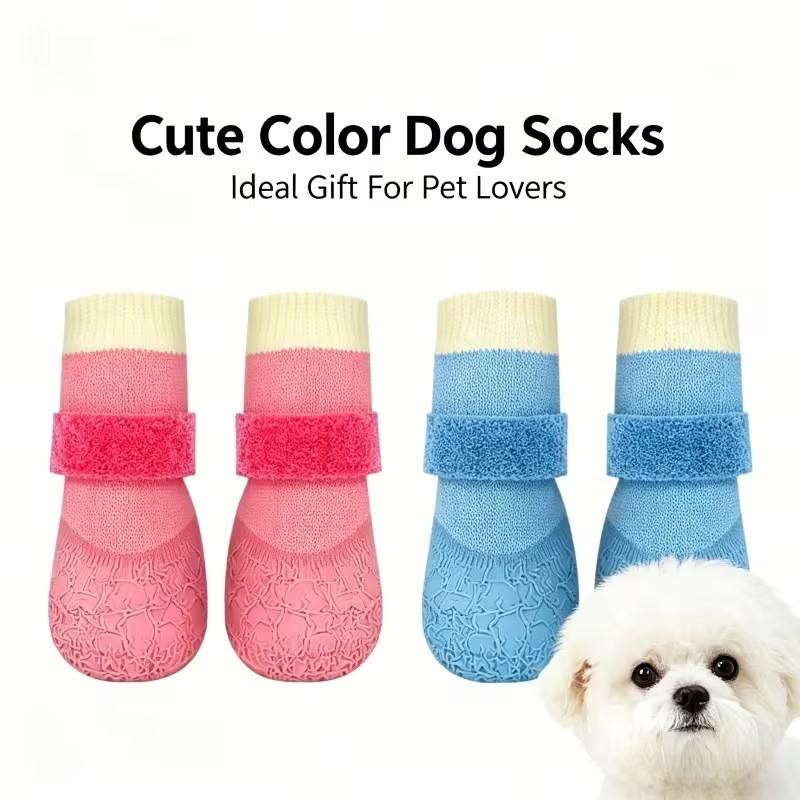 4-Pair Set Dog Boots, Anti-Slip Wear-Resistant Pet Shoes Puppy Shoes for Outdoor Sports, Protective Paw Covers